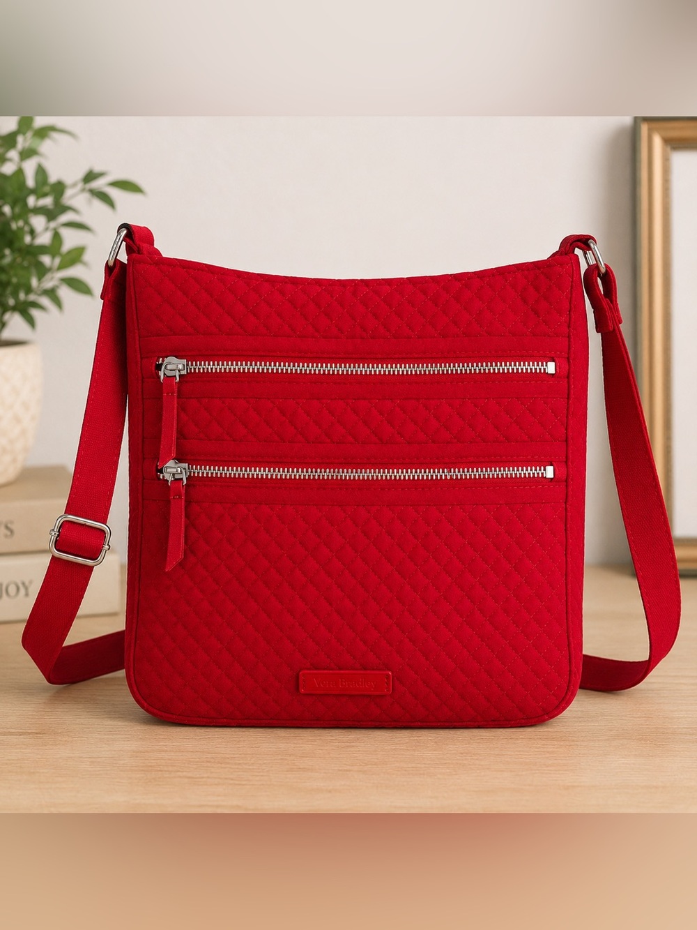 Vera Bradley Red Triple Zip Classic Hipster Crossbody Bag